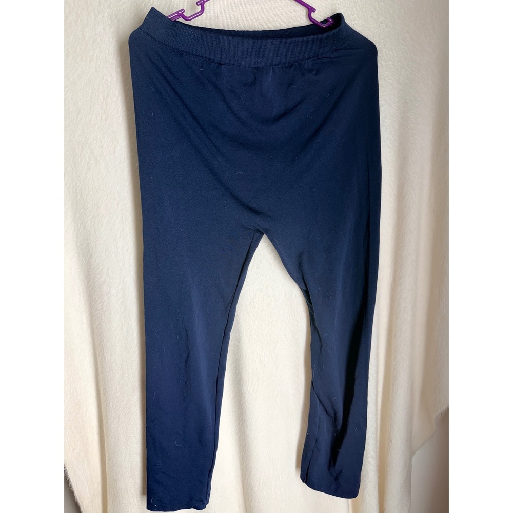 Feathers Navy Blue High Waisted Leggings Women Plus Size 2X 3X Stretch Knit - Picture 2 of 6